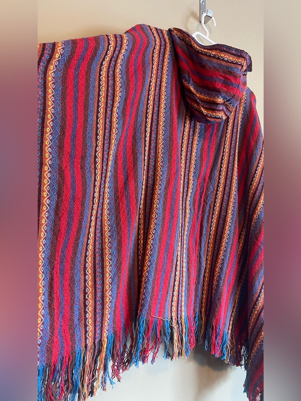 Handmade Woven Boho Hooded Poncho - Picture 10 of 10